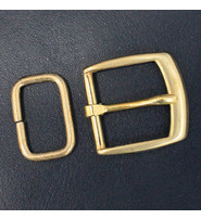 75 sets (150 pcs) Brushed Brass Heel Bar Buckle w/Keeper ZBU102G