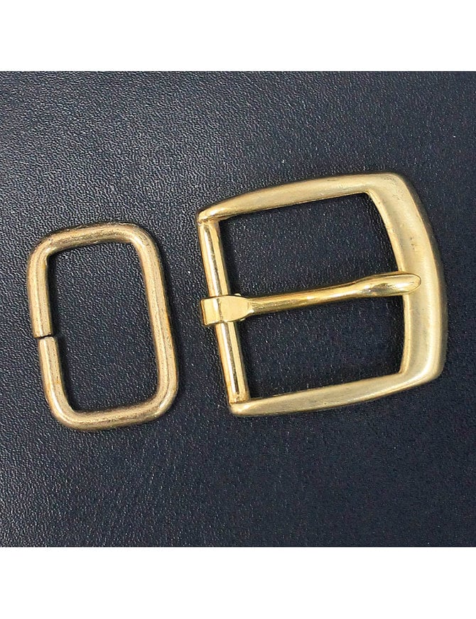 75 sets (150 pcs) Brushed Brass Heel Bar Buckle w/Keeper ZBU102G