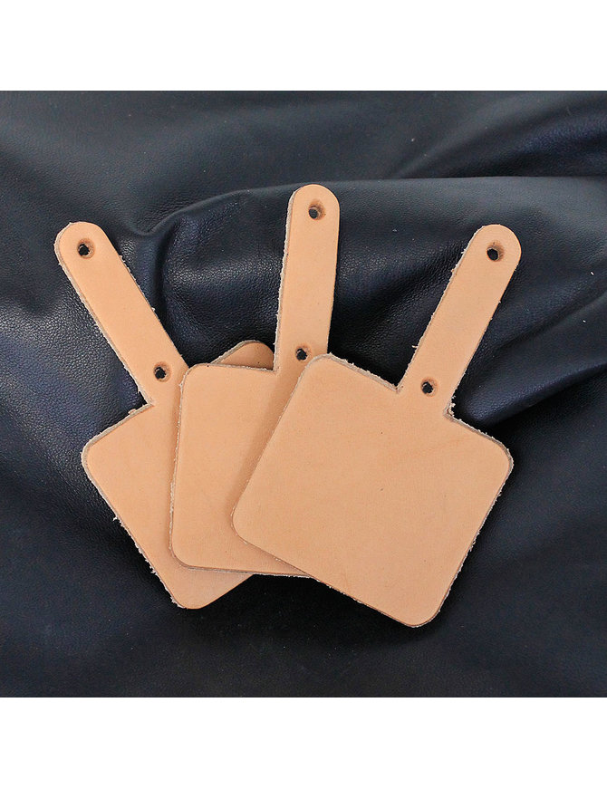 Square Shaped 8 oz Rawhide Leather Key Fob Blanks #ZKF2207BOX