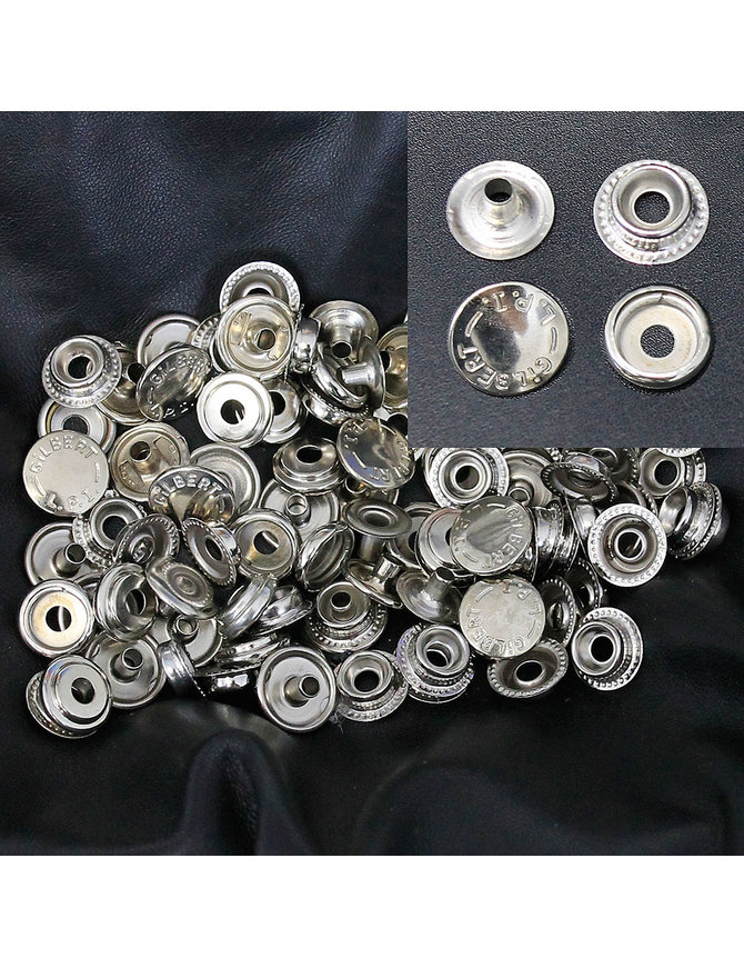 50 Sets (200 Pcs) Nickel Silver Line 24 Snaps #ZL24GILBTS