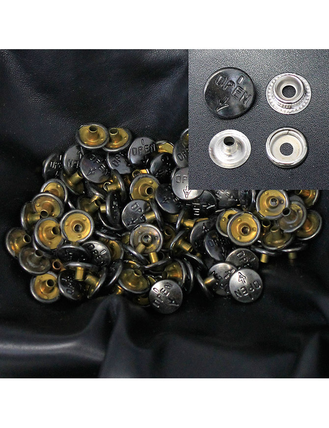 100 Sets (400 Pcs) Black Gunmetal Open Line 24 Snaps #ZL24OPENK