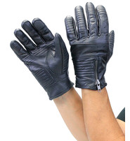 Unik Vented Biker Gloves w/Zip Cuff & Cell Phone Fingertips #G8416VZK