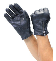 Unik Vented Biker Gloves w/Zip Cuff & Cell Phone Fingertips #G8416VZK