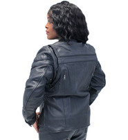 Unik Tapered Vented Scooter Leather Motorcycle Jacket for Women #L162NZ