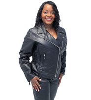 Women's Buffalo Leather Motorcycle Jacket - SPECIAL #L267SP