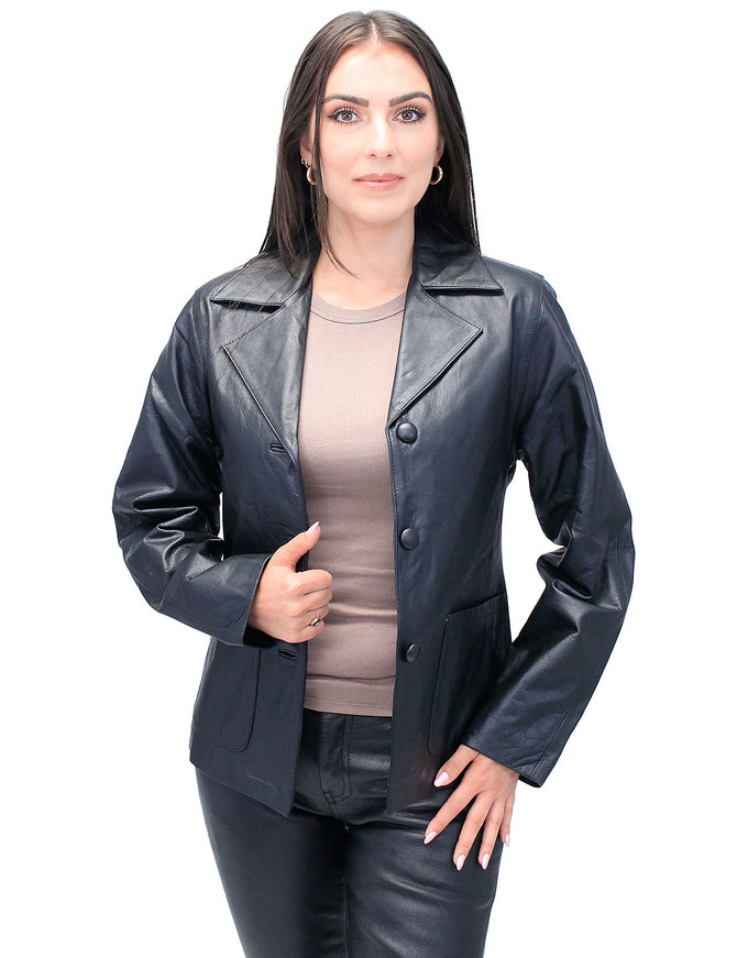 Women's Lambskin Leather Pocket Blazer Coat #L2491PPK