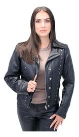 Jamin Leather® Distressed Brown Leather Ribbed Trim Jacket Butterfly Collar  #MA1992GN