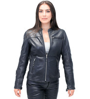 Unik Women's Vented Soft Lambskin Leather Scooter Jacket w/Kevlar #L6843ZK