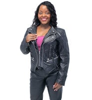 Jamin Leather® X-Lace Black Steampunk Jacket w/Concealed Pocket #L15071XZZK -