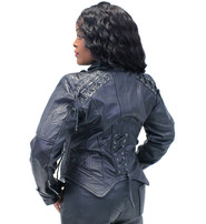 Jamin Leather® X-Lace Black Steampunk Jacket w/Concealed Pocket #L15071XZZK -