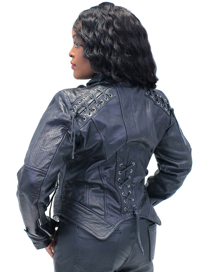 Jamin Leather® X-Lace Black Steampunk Jacket w/Concealed Pocket #L15071XZZK -