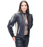 Women's Cream Trim Vented Motorcycle Jacket #L16910ZC