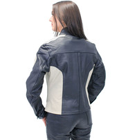 Women's Cream Trim Vented Motorcycle Jacket #L16910ZC