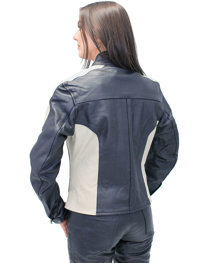 Women's Cream Trim Vented Motorcycle Jacket #L16910ZC