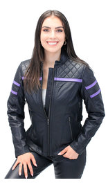 Unik Women's Purple Stripe Vented Jacket w/Quilt Shoulders #L656017VQP