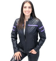 Unik Women's Purple Stripe Vented Jacket w/Quilt Shoulders #L656017VQP