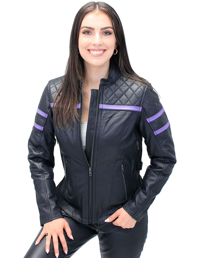 Unik Women's Purple Stripe Vented Jacket w/Quilt Shoulders #L656017VQP