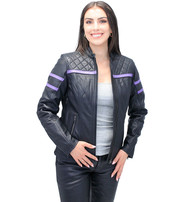 Unik Women's Purple Stripe Vented Jacket w/Quilt Shoulders #L656017VQP