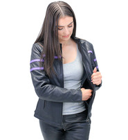 Unik Women's Purple Stripe Vented Jacket w/Quilt Shoulders #L656017VQP