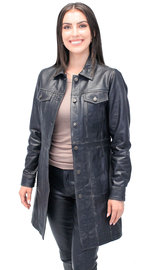 Jamin Leather® Vintage Black Extra Long Leather Coat #LA20090XLK