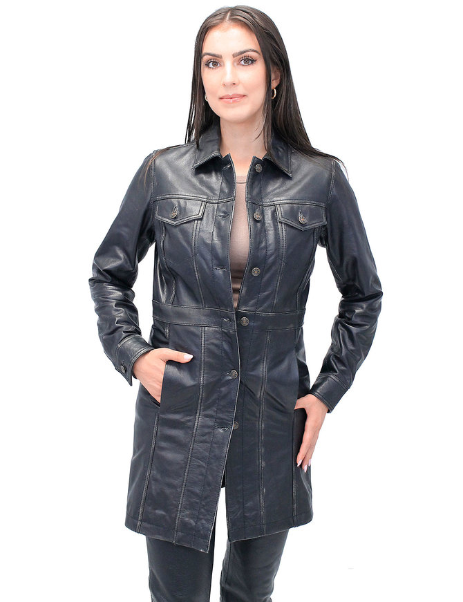 Vintage Black Extra Long Leather Coat #LA20090XLK - Jamin Leather®