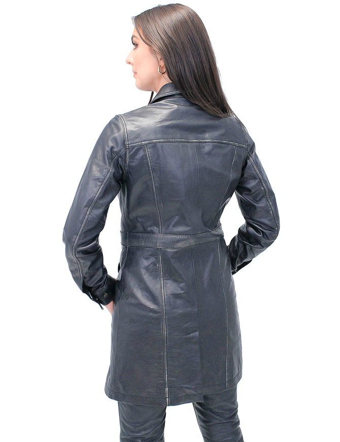 Jamin Leather Vintage Black Extra Long Leather Coat #LA20090XLK