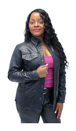 Jamin Leather Women's Long Black Leather Shirt #LS42SK