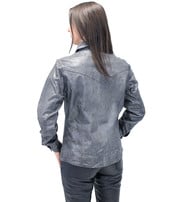 Unik Women's Vintage Gray Leather Shirt #LS8623GY