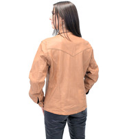Women's Vintage Tan Soft Lambskin Leather Shirt  #LSA862T