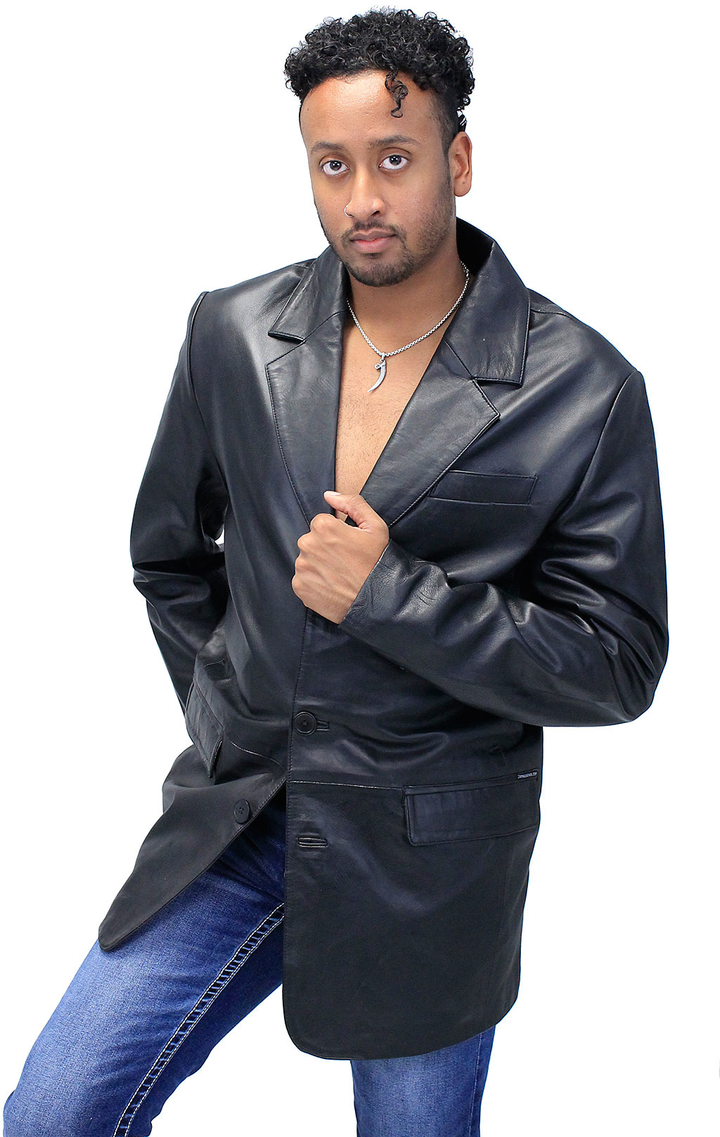 Austin Men's Black Bomber Real Lambskin Leather Jacket