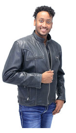 Jamin Leather® Men's White Stitch Ultra Premium Leather Scooter Jacket #M901GZWK (2X-3X)