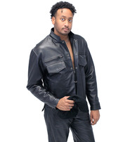 Men's Black Lambskin Hooded Jean Jacket w/Vents #M6905GHK