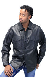 Jamin Leather Men's Lambskin Leather Shirt #MS641L (M only)