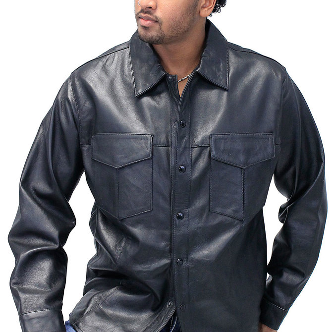 black leather shirt