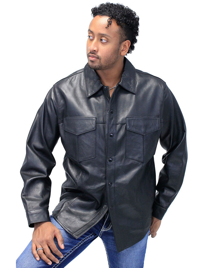 Jamin Leather® Men's Lambskin Leather Shirt #MS641L