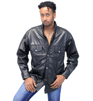 Lightweight Snap Up Leather Shirt #MS777P