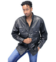 Lightweight Snap Up Leather Shirt #MS777P
