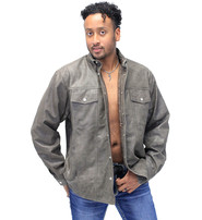 Jamin Leather® Rich Brown Leather Shirt - Jean Style #MS9011N