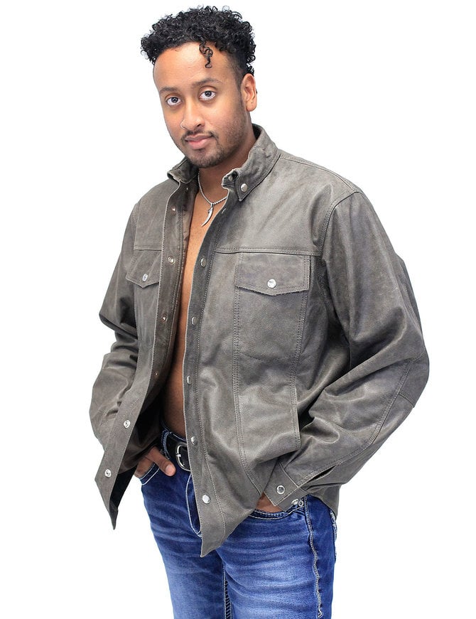 Jamin Leather Rich Brown Leather Shirt - Jean Style #MS9011N