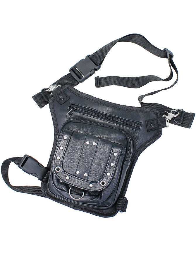 Leather Leg Holster Bag Black