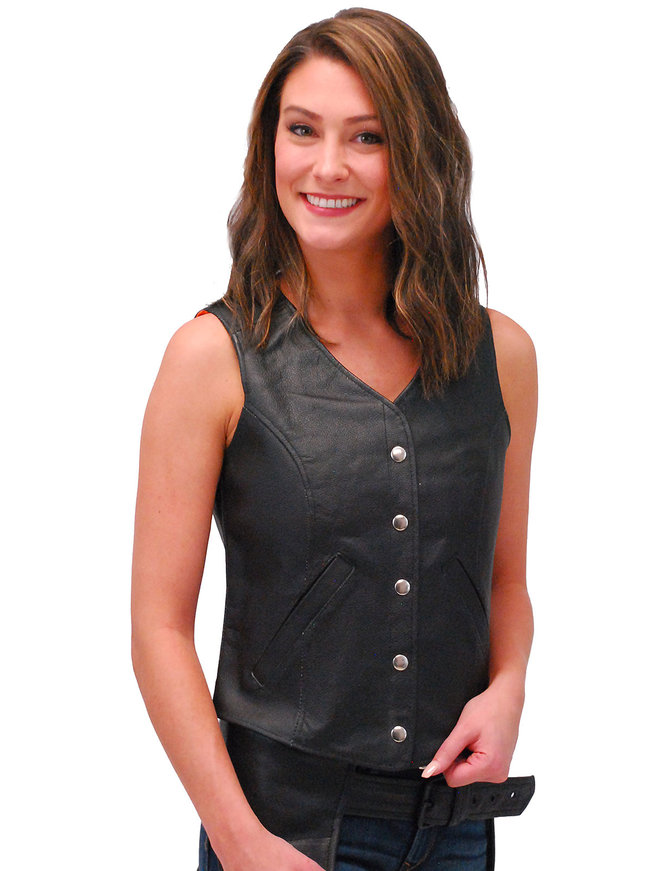 Women's Classic Leather Vest #VL104SP