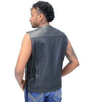 Unik Men's Side Lace V-Neck Vest w/Easy Access Pocket #VM2645GZLK