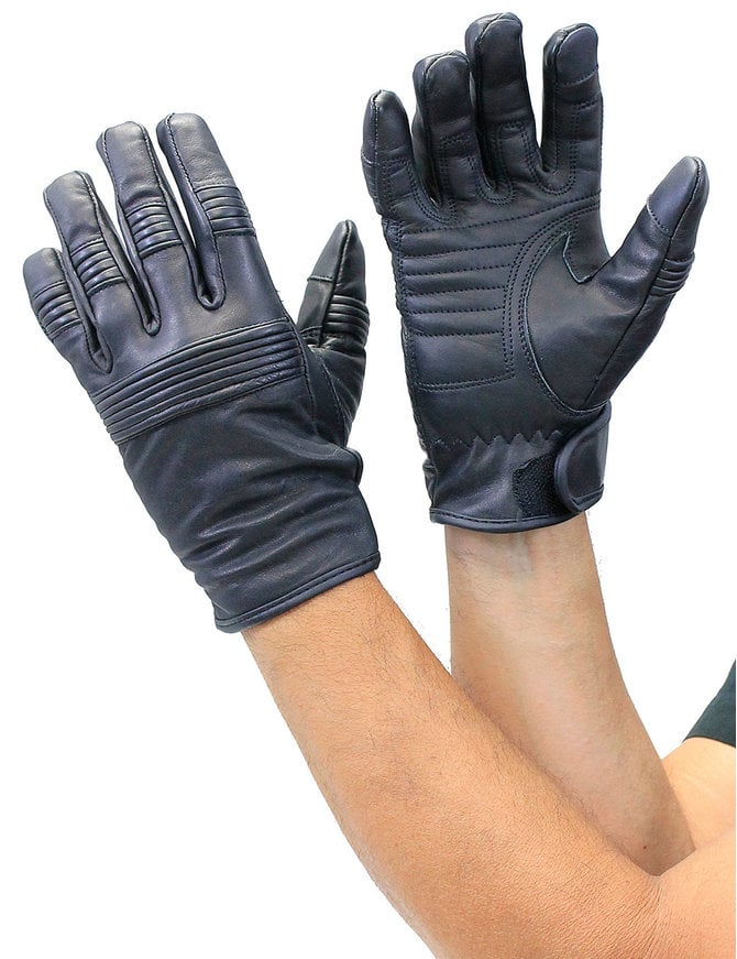 Black Leather Fingerless Gloves by Unik