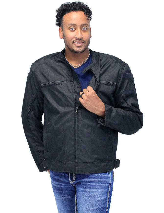 Unik Men's Armor Filled Black Textile Jacket w/Reflector #MC36130AZK