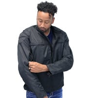 Unik Men's Armor Filled Black Textile Jacket w/Reflector #MC36130AZK