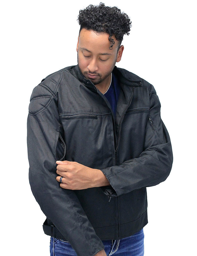 Unik Men's Armor Filled Black Textile Jacket w/Reflector #MC36130AZK