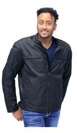 Unik Men's Armor Filled Black Textile Jacket w/Reflector #MC36130AZK