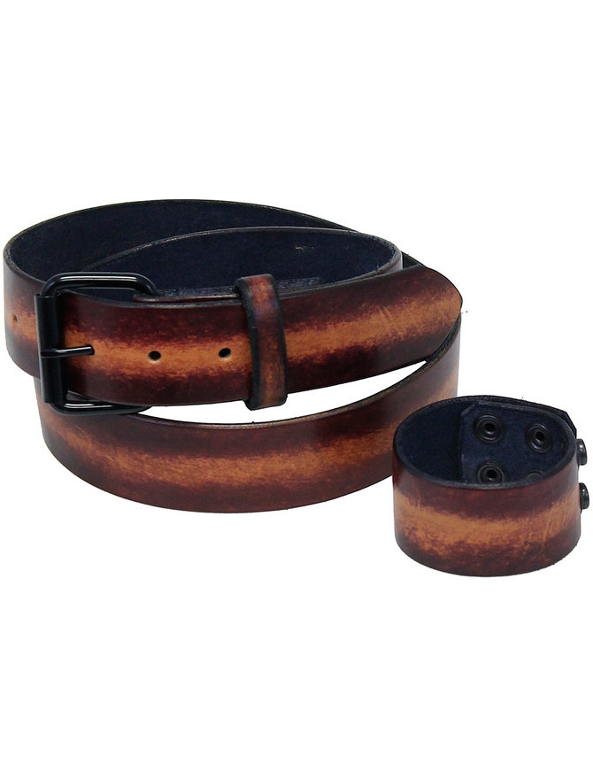 Jamin Leather® Stratocaster Handmade Heavy Sunburst Leather Belt - #BT1975SUN