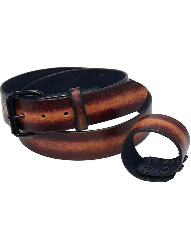 Jamin Leather® Stratocaster Handmade Heavy Sunburst Leather Belt - #BT1975SUN