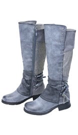 Lace Back Vintage Gray Zip boots #BL-MAXIGY